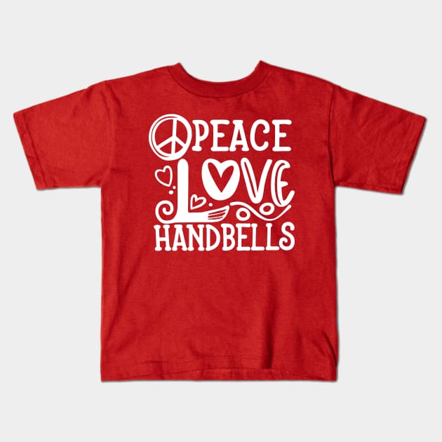 Peace Love Handbells Hearts Peace Design Kids T-Shirt by SubtleSplit